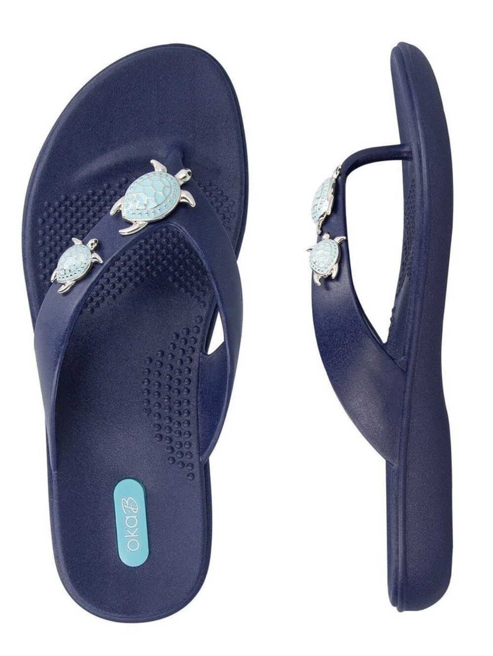 NWT OKA b. Women's Size Med (6-7) Navy Theresa Turtles